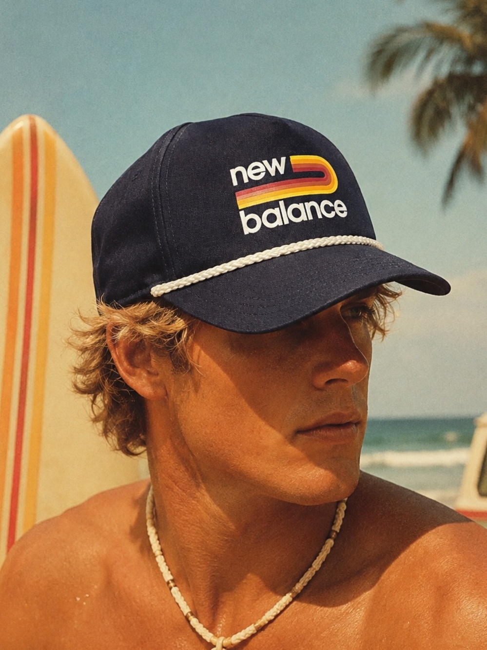 New Balance SnapBack Blue Hat Unisex Retro Rope Printed Logo Lightweight
